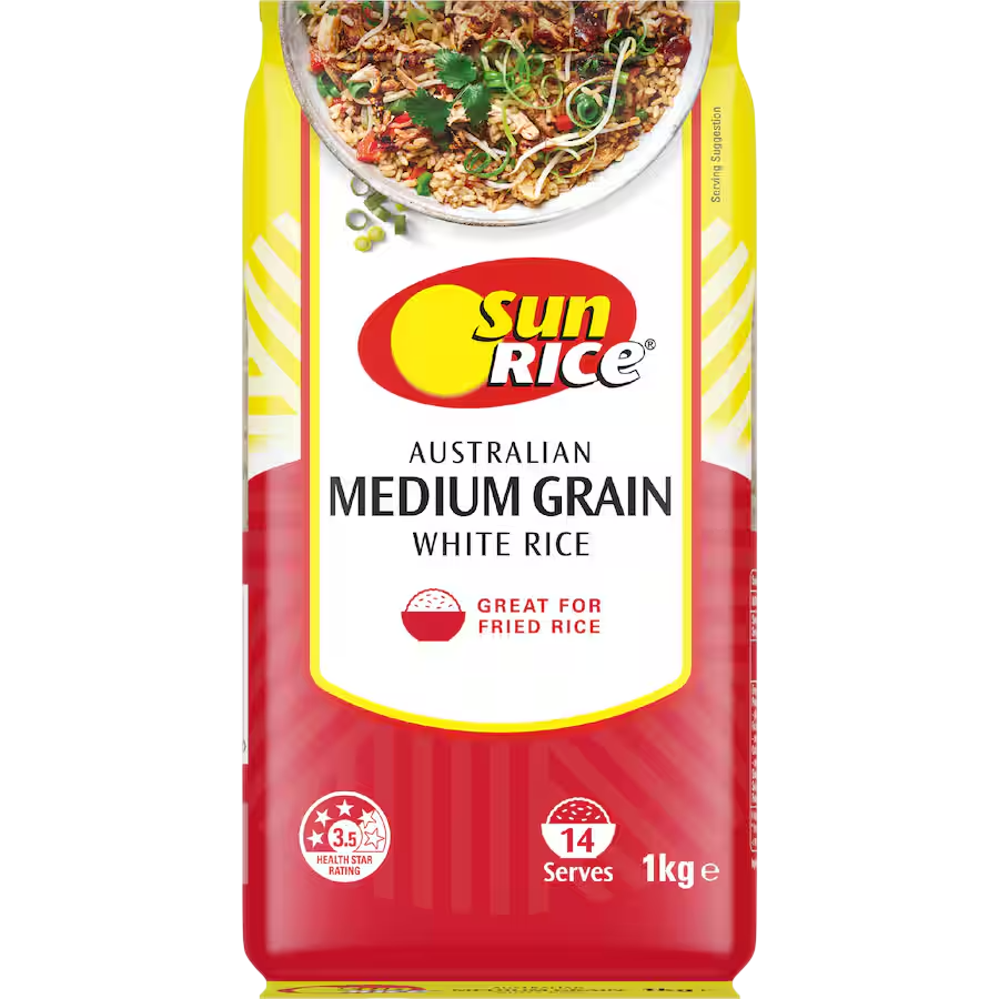 SUNRICE MEDIUM GRAIN WHITE RICE 1KG