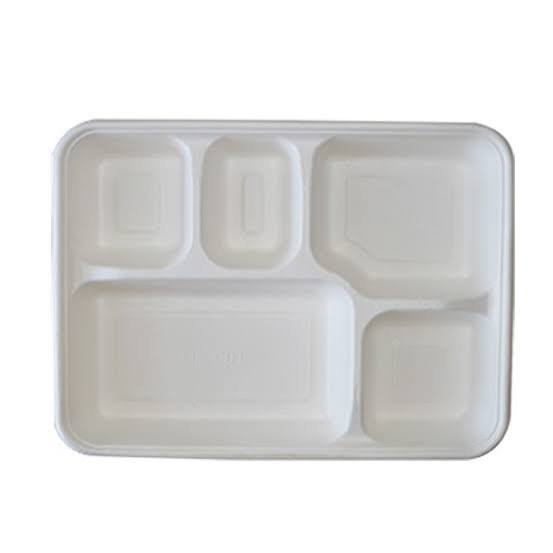 5 Compartment Sugarcane Trays 25pcs